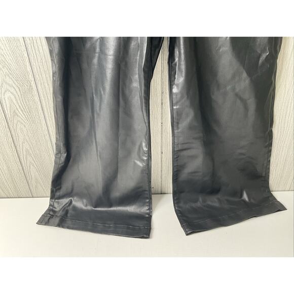 Women's 12 KUT From The Kloth Meg Ab Fab High Rise Wide Leg Black Coated Pants - Picture 3 of 15